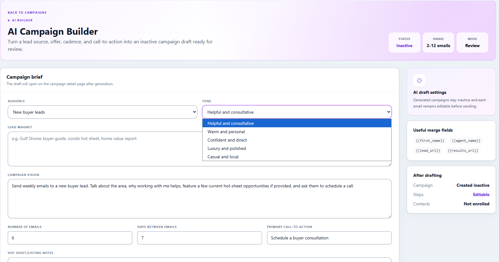 Email campaign editor
